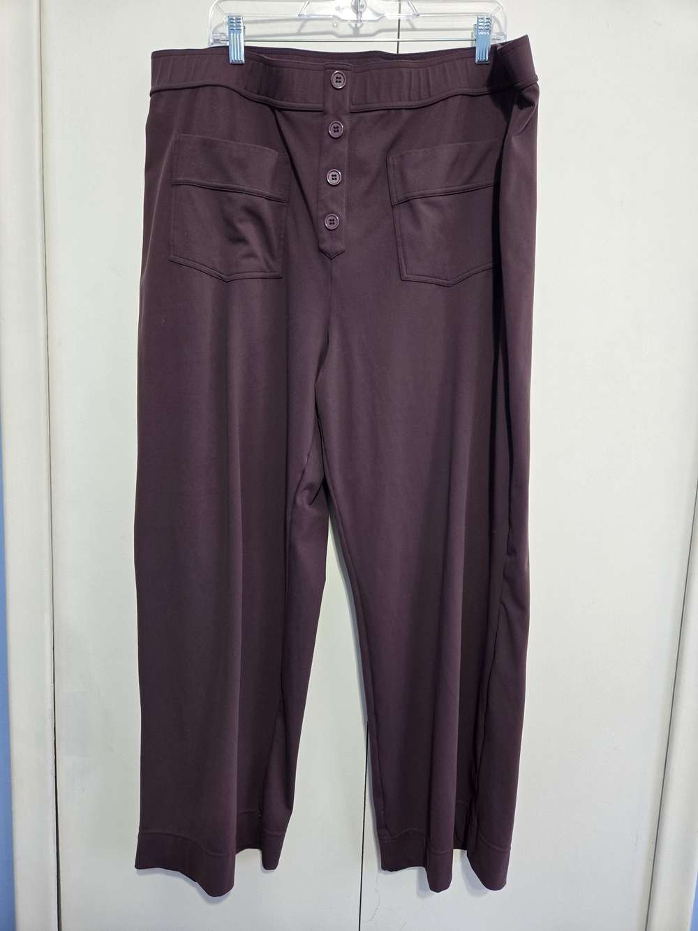 Halara 3X Wide Leg Pants Plum Button Front Stretch Lounge Trouser - Picture 1 of 6